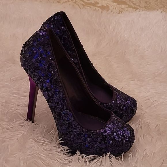 Steve Madden Bitter Purple Sequin Heels - Picture 6 of 16